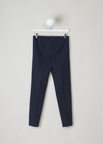 Brunello Cucinelli, Navy pants with an elastic waist, MA051P1794_C2891, blue, back, Lovely light grey pants, make this beauty part your dailies. Comes without a waistband, but does has and elastic band for a comfy fit. 