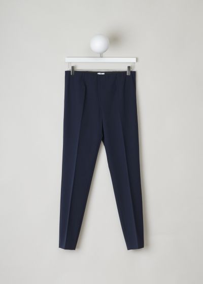 Brunello Cucinelli, Navy pants with an elastic waist, MA051P1794_C2891, blue, front, Lovely light grey pants, make this beauty part your dailies. Comes without a waistband, but does has and elastic band for a comfy fit. 