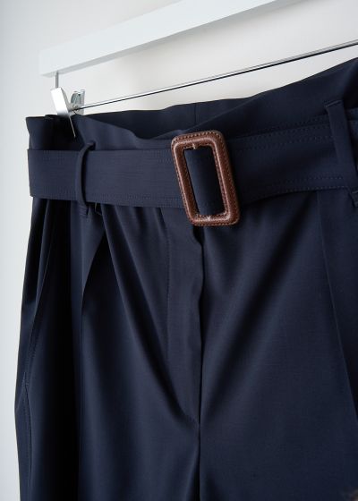 Brunello Cucinelli Navy blue wool pants with matching belt