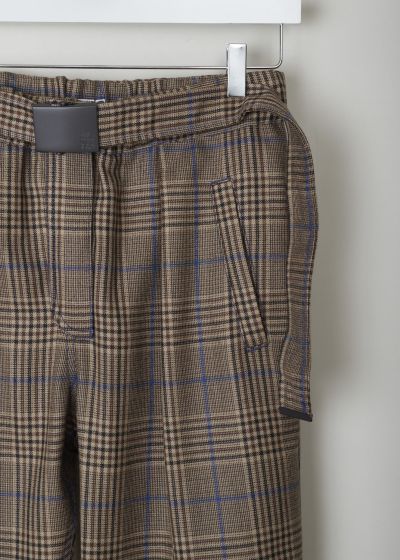 Brunello Cucinelli Wool checked pants with blue threading 