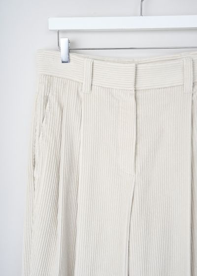 Brunello Cucinelli White front-pleated corduroy pants