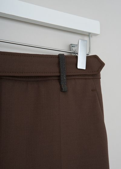 Brunello Cucinelli Brown tapered pants with subtle monili beading