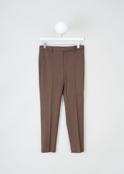 Brunello Cucinelli Brown tapered pants with subtle monili beading photo 2