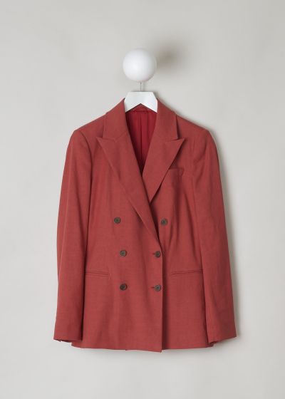 Brunello Cucinelli Double breasted blazer in a muted red photo 2