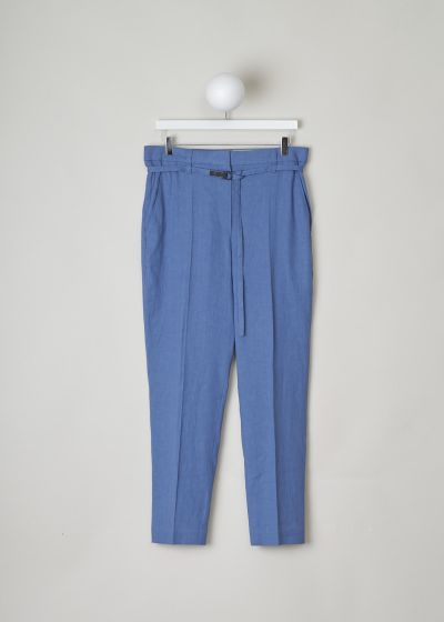 Brunello Cucinelli Blue linen pants with matching belt photo 2