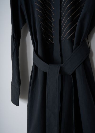 Brunello Cucinelli Black midi shirt dress with monili detailing