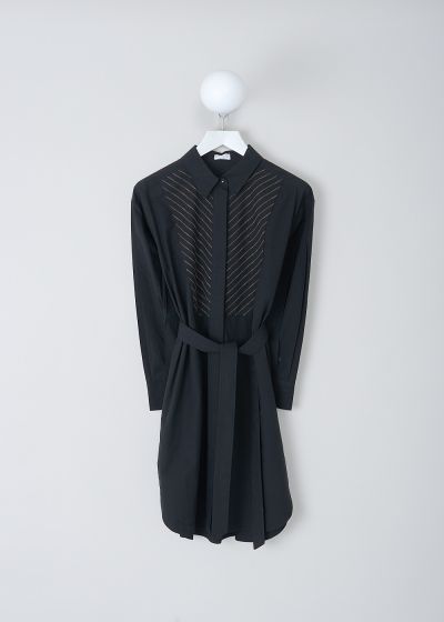 Brunello Cucinelli Black midi shirt dress with monili detailing photo 2