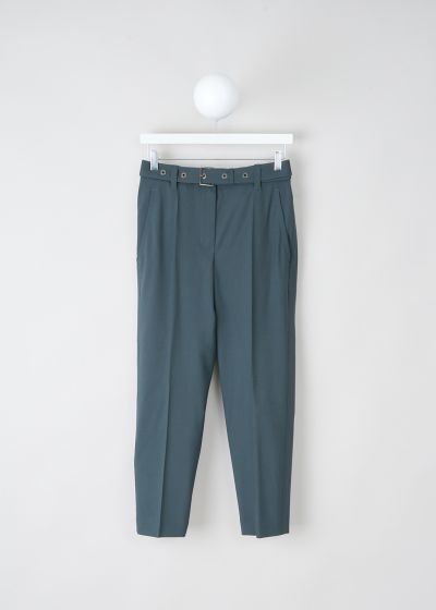 Brunello Cucinelli Green cool wool pants with belt photo 2