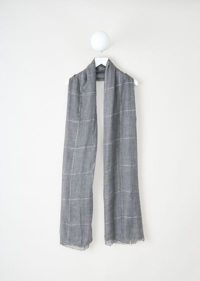 Brunello Cucinelli Light grey cashmere shawl with lurex check pattern photo 2