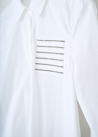 Brunello Cucinelli White blouse with monili-decorated pocket 