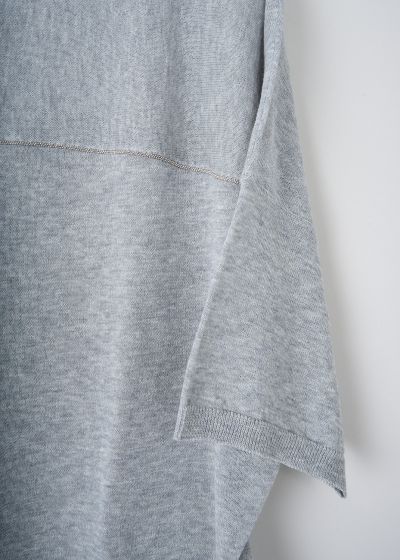 Brunello Cucinelli Heather grey short sleeve top with monili detailing