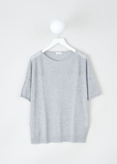 Brunello Cucinelli Heather grey short sleeve top with monili detailing photo 2