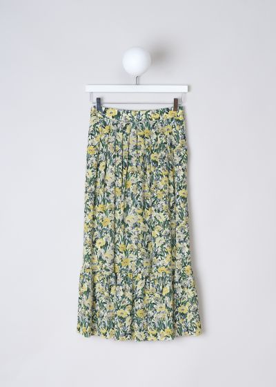 Celine Green and yellow floral midi skirt photo 2