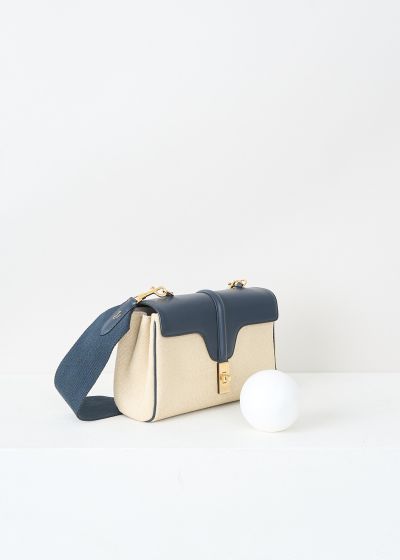 Celine Teen Soft 16 shoulder bag in vanilla/navy