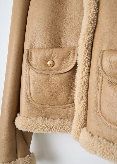 Celine Caramel-brown leather cardigan jacket