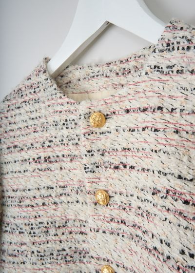 Celine White-and-pink tweed jacket