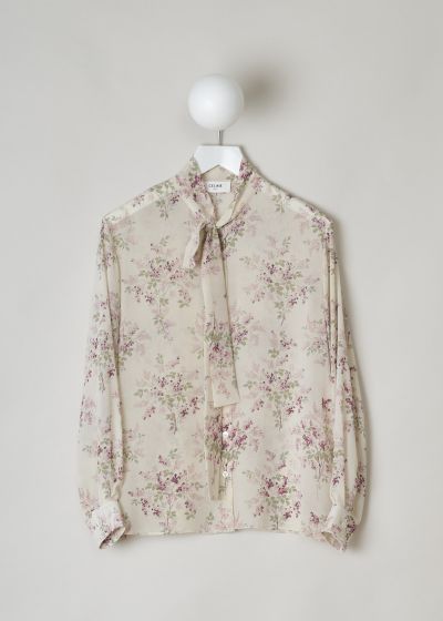 Celine Pink floral blouse with pussy bow detail photo 2