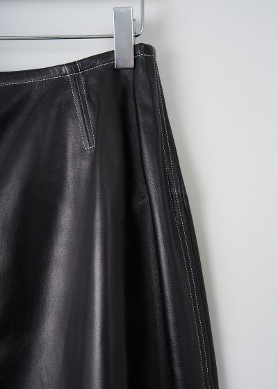 Celine Flared black leather skirt 