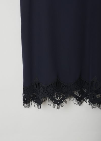 Chloé Navy tank-top with black lace detailing 