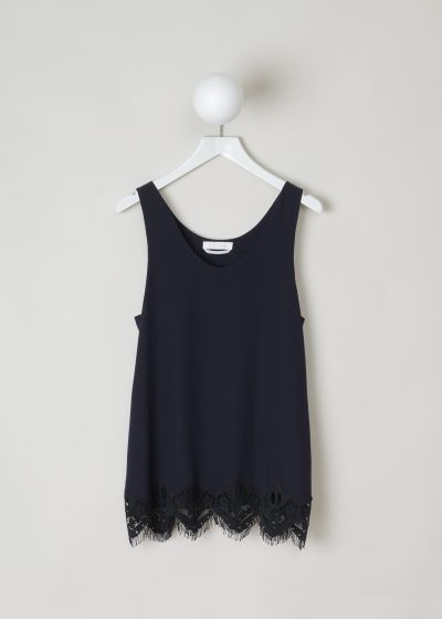 Chloé Navy tank-top with black lace detailing  photo 2