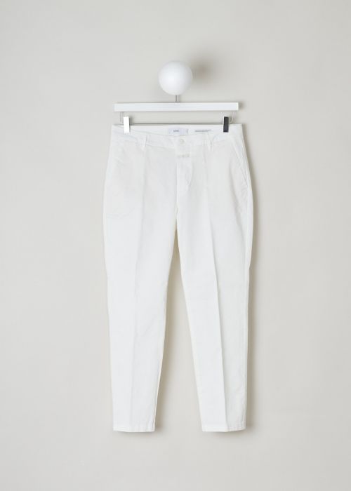 Closed, White flat front chino, jack_C91012_30D_20_218, white, front, This white flat front chino is one of those must have basics that goes well anything you throw on it. Featuring a regular length, two forward slanted pockets on the front and two welt pockets on the back.