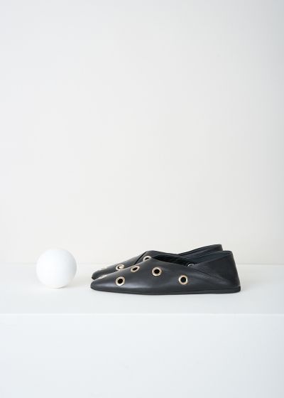 Closed Black ballet flats with eyelet studs photo 2