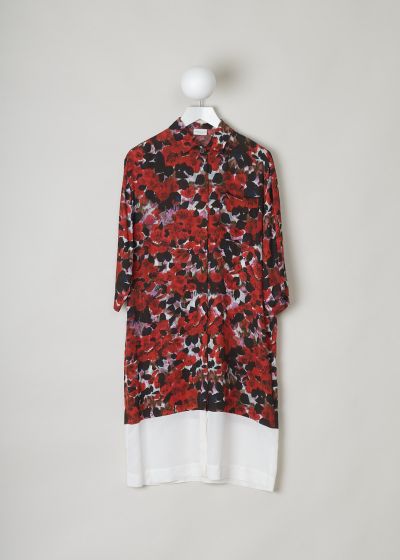 Dries van Noten Red floral shirt dress with white trim  photo 2