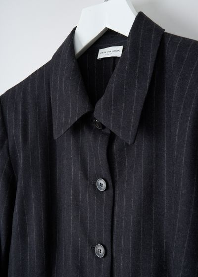 Dries van Noten Anthracite pinstripe wool blouse