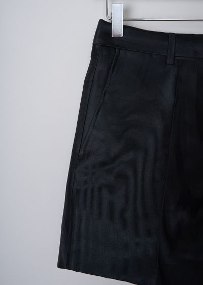 Dries van Noten Black satin shorts with marble print 