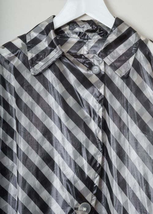 Dries van Noten Diagonally striped black and grey rubor coat