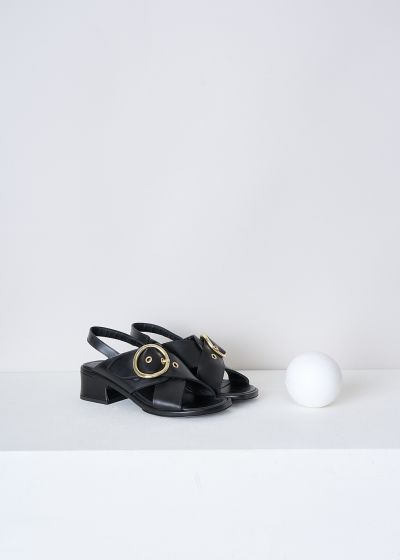 Dries van Noten Black heeled sandals with round buckle