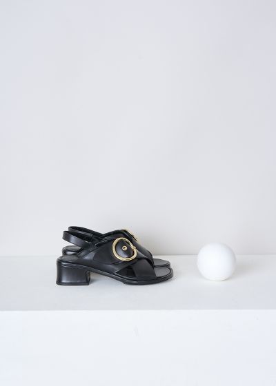 Dries van Noten Black heeled sandals with round buckle photo 2