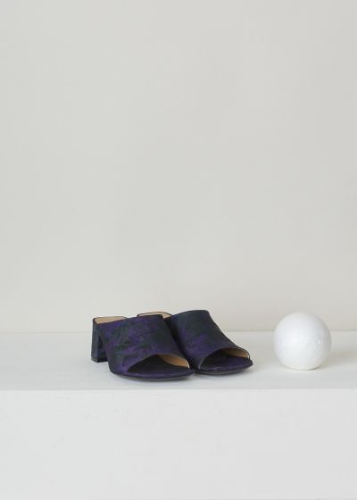 Dries van Noten Purple floral mules with block heel