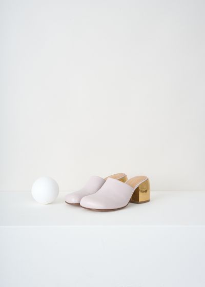 Dries van Noten Ivory mules with gold-tone heel