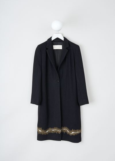 Dries van Noten Black Richy coat with gold trim detail photo 2