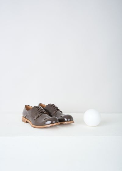 Jil Sander Dark brown patent leather derby shoes