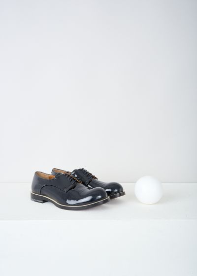 Jil Sander Patent black leather derby shoes