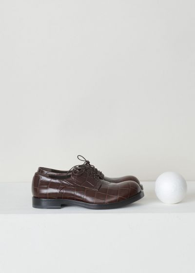 Jil Sander Maroon colored derby shoes with crocodile motif photo 2