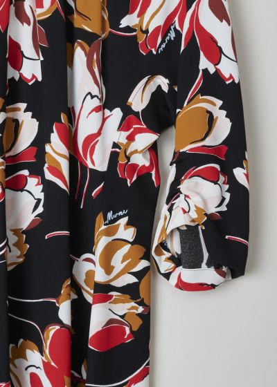 Marni Black maxi dress with red floral print