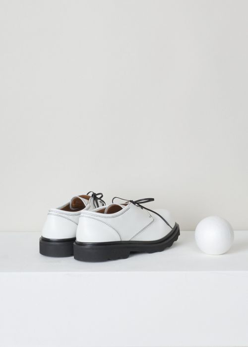 Marni, White derby shoes with chunky sole, ALMS004802_P4077_00W01, black white, back, White derby shoes, featuring black stitching, a chunky black sole and black leather lace.

Sole height: 3.5 cm / 1.3 inch. 