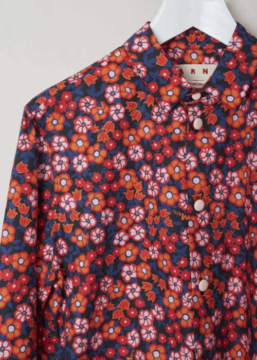 Marni Shades of red, pink and orange floral print blouse 