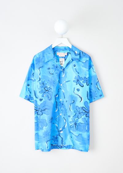 Marni Azure blue poplin blouse with floral print photo 2
