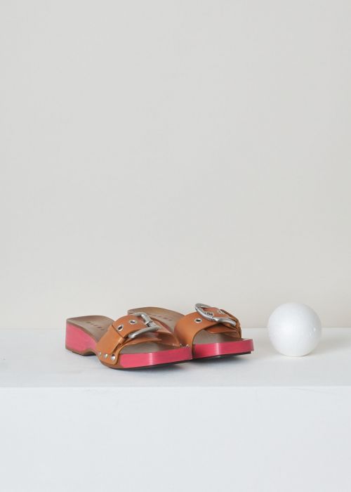 Marni Red single-strap sandal with metal buckle