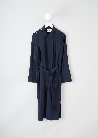 Plan C Navy blue technical nylon raincoat photo 2