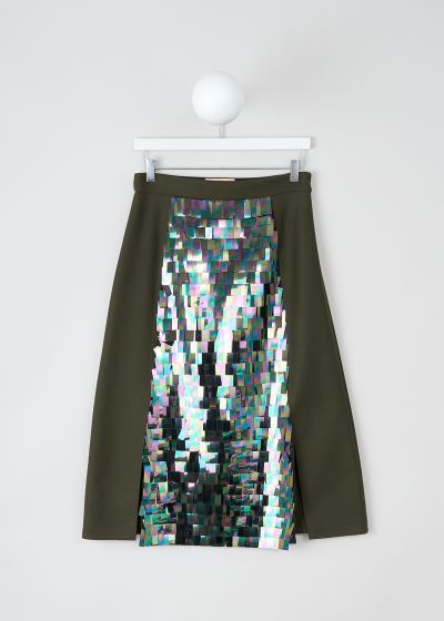 Plan C Pine green skirt with multicolor sequin photo 2