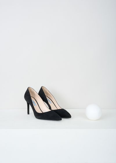 Prada Black suede high heel pump