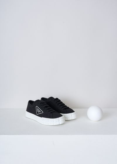 Prada Black canvas sneakers with white sole 