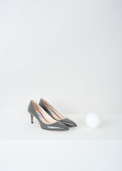 Prada Grey patent leather pumps