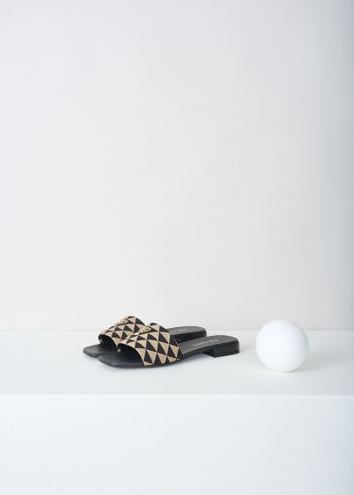 Prada Black-and-beige triangolo slides