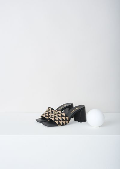 Prada Black-and-beige triangolo mules